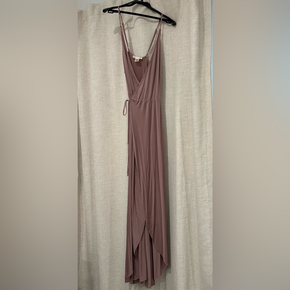TwoBirds Anthropologie Wrap Slip Dress in Mauve, Bridesmaid, Gown, Wedding Guest